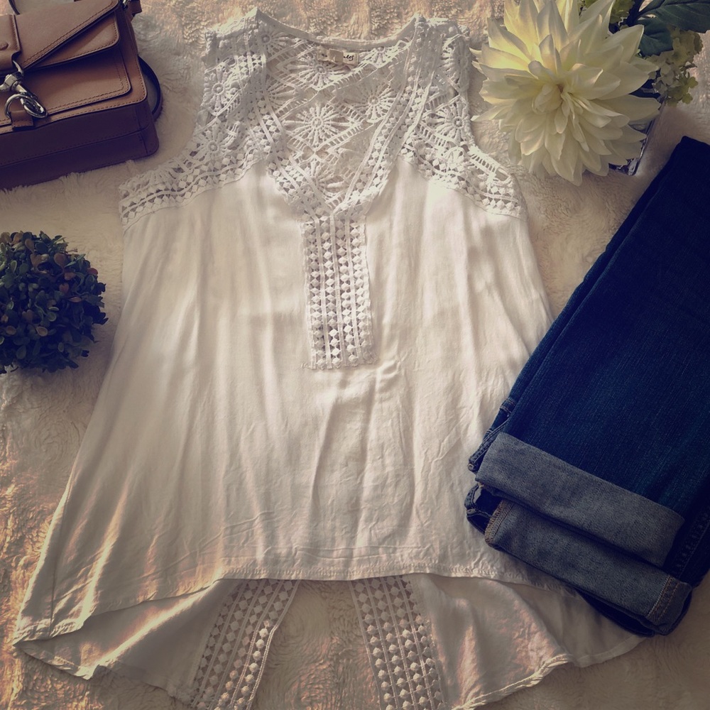 White Lace Blouse Tank Top